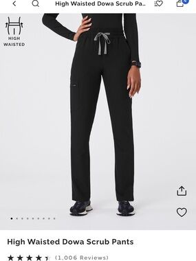 Figs High Waisted Dowa Scrub Pants - Black